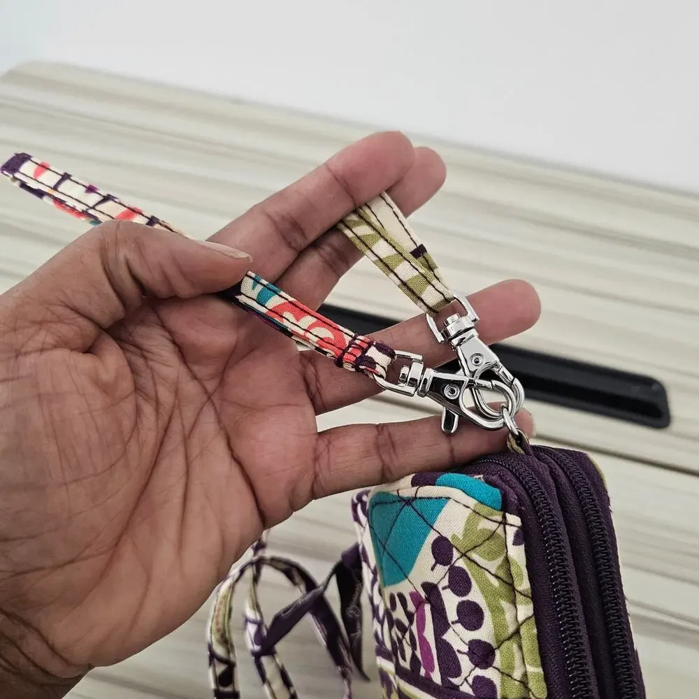 Vera Bradley Retired Plum Crazy Print Wallet with Crossbody Strap - Picture 9 of 11